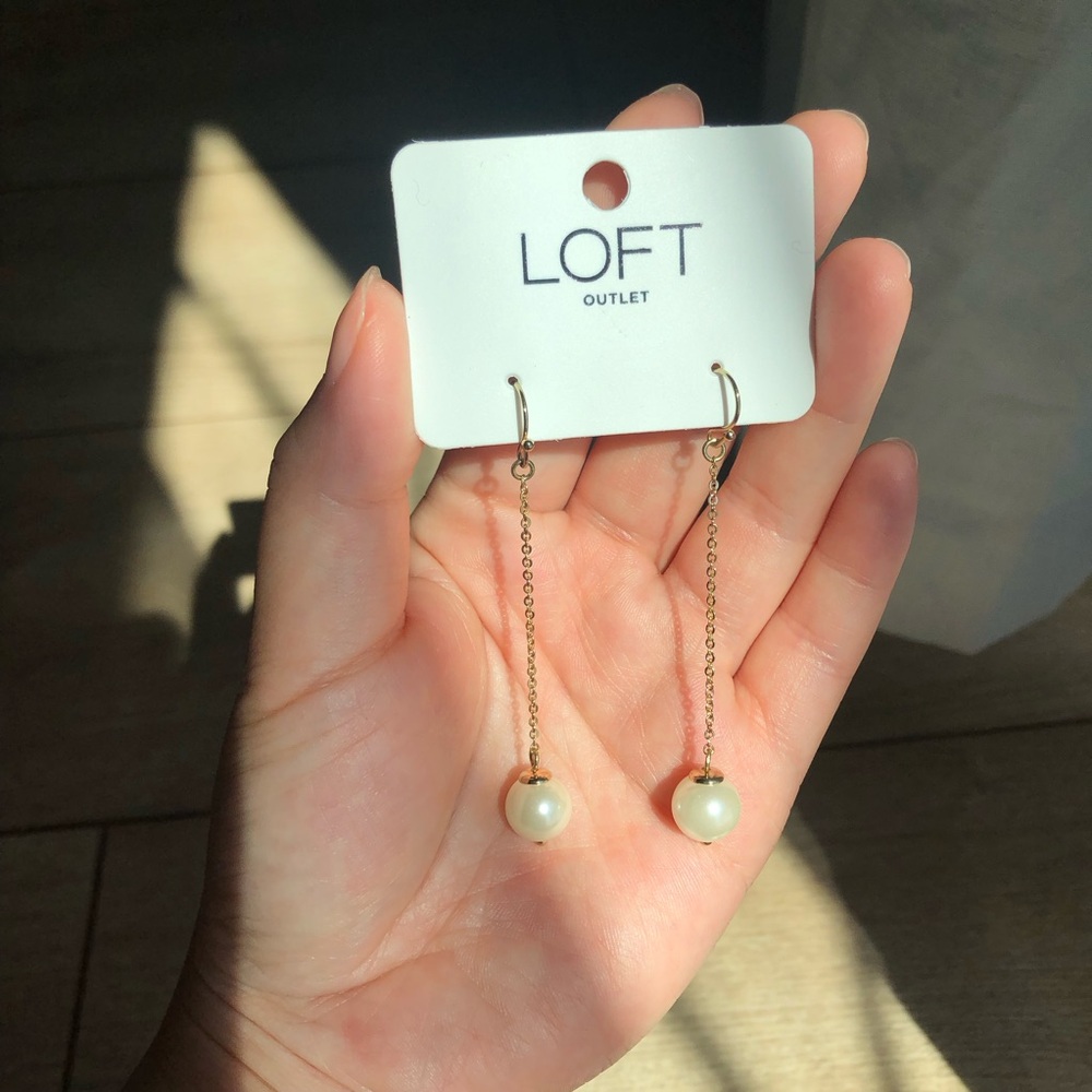 LOFT Gold Pearl Drop Earrings